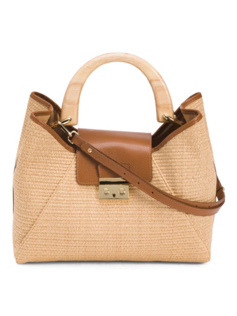 NWT ⭐ Claudia Firenze Italian  Isa Satchel Bag Raffia Straw & Leather CUOIO